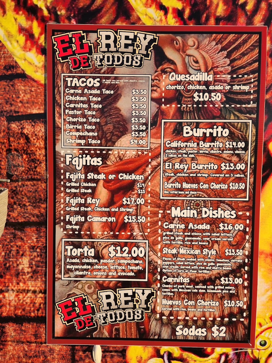 El rey de todos 1 menu board