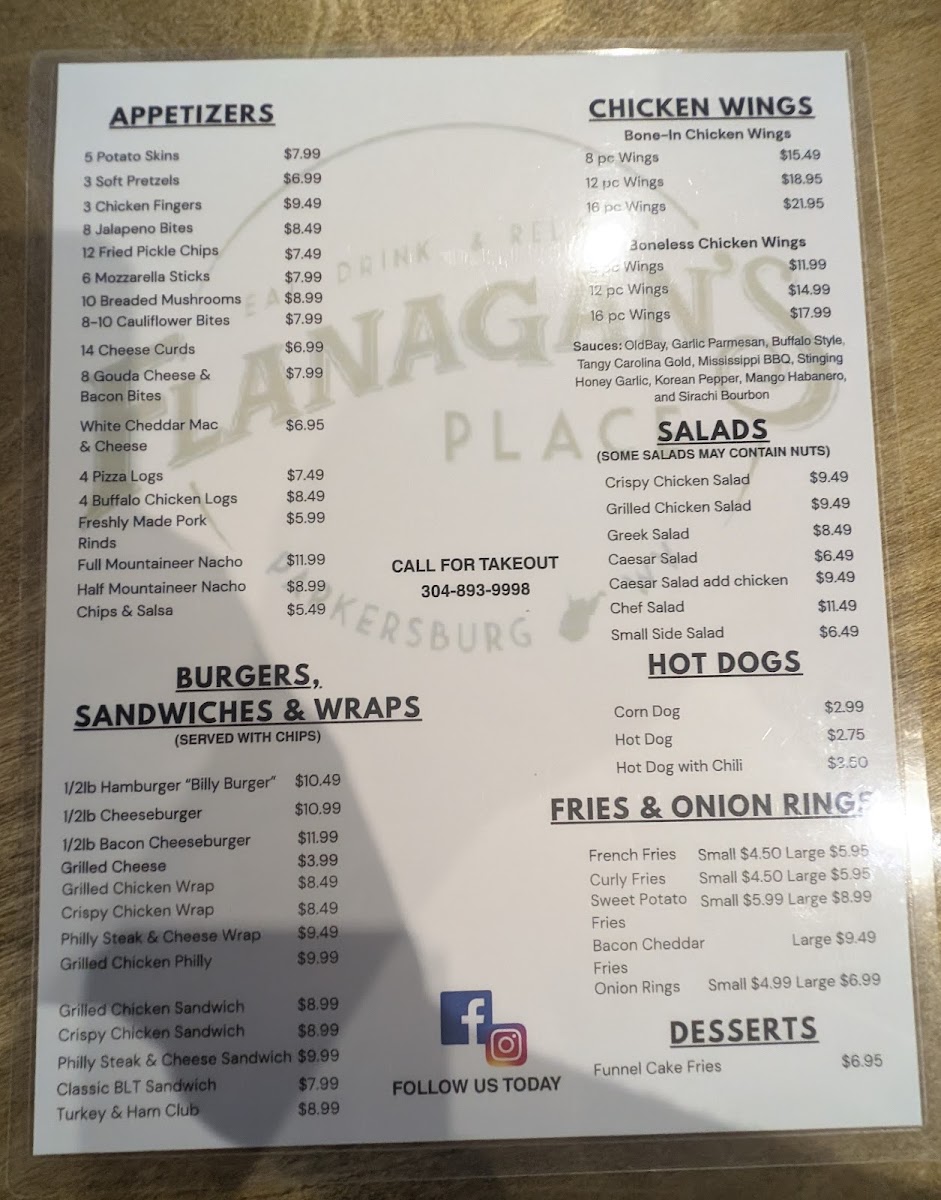 Flanagan’s Place menu board