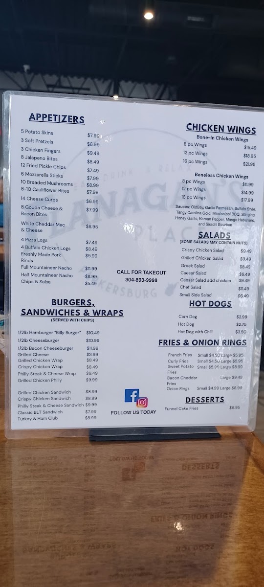 Flanagan’s Place menu board