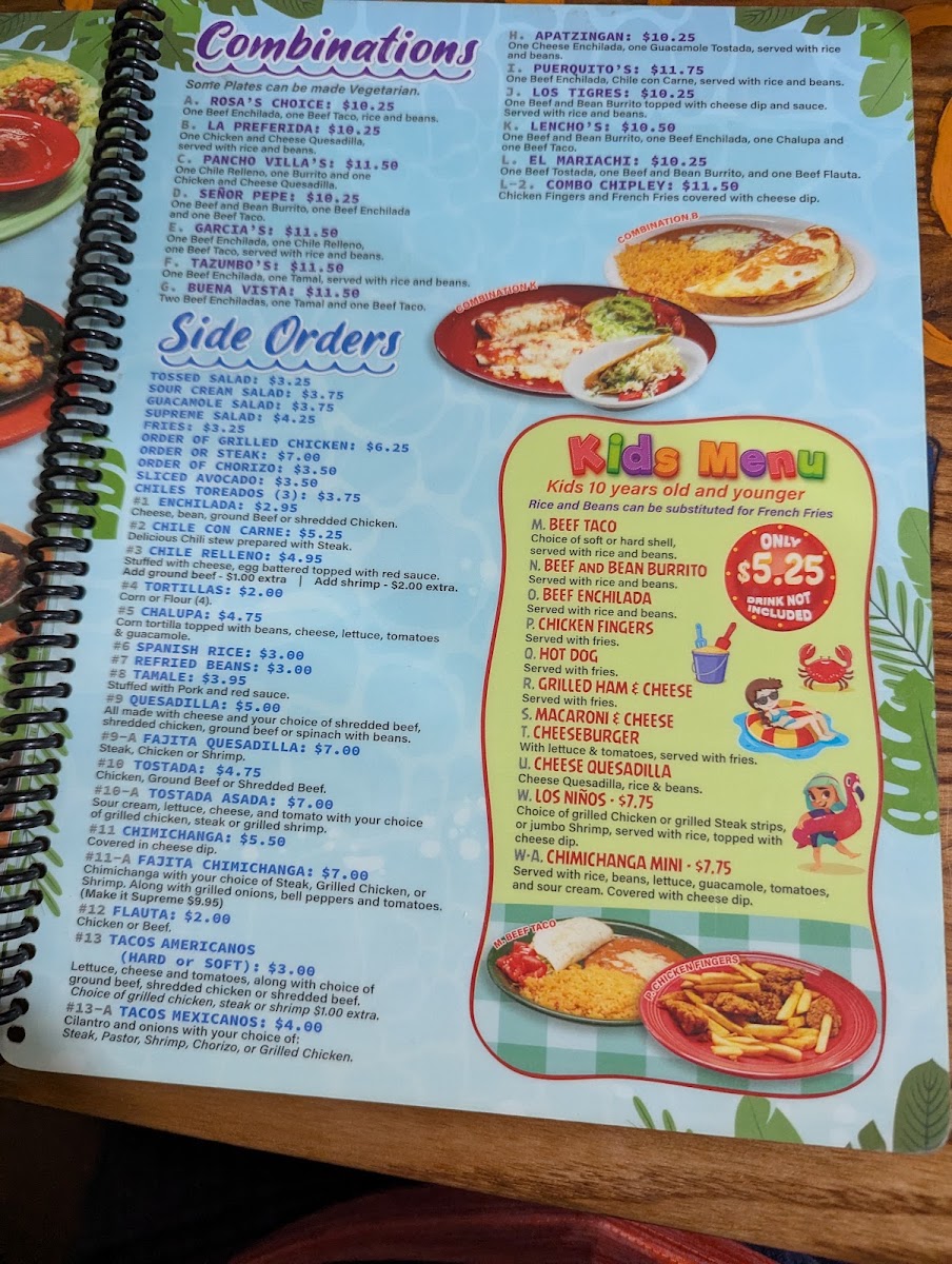 Cancuns Mexican Grill menu board