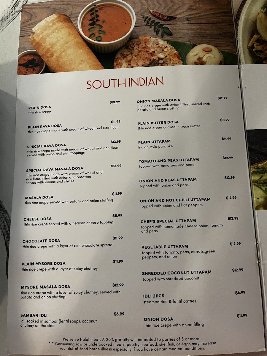 Saffron Indian Cafe menu board