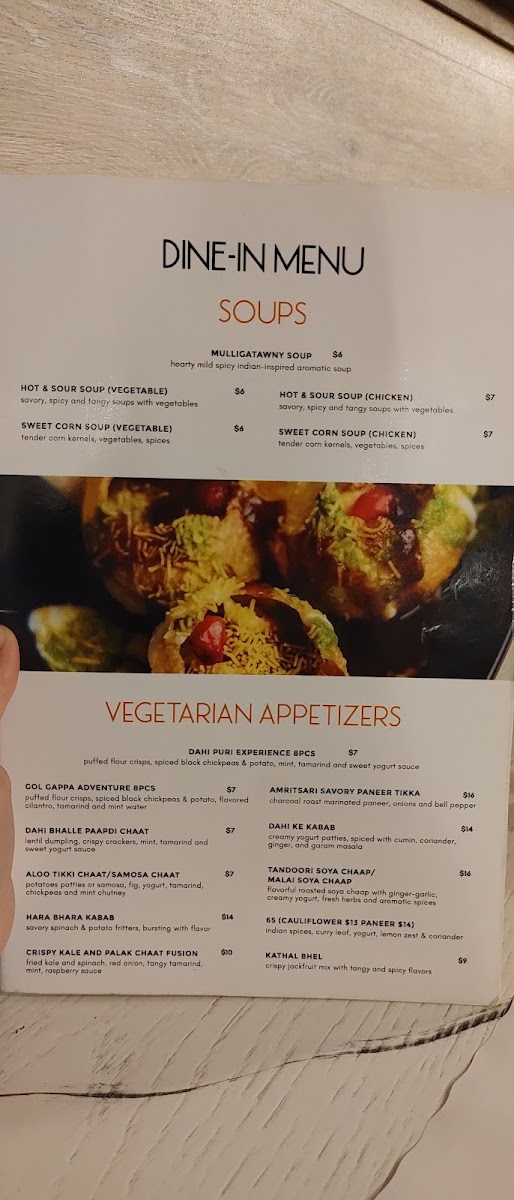 Saffron Indian Cafe menu board