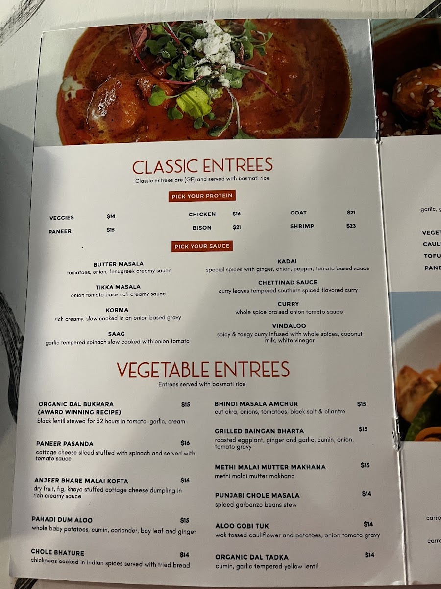 Saffron Indian Cafe menu board