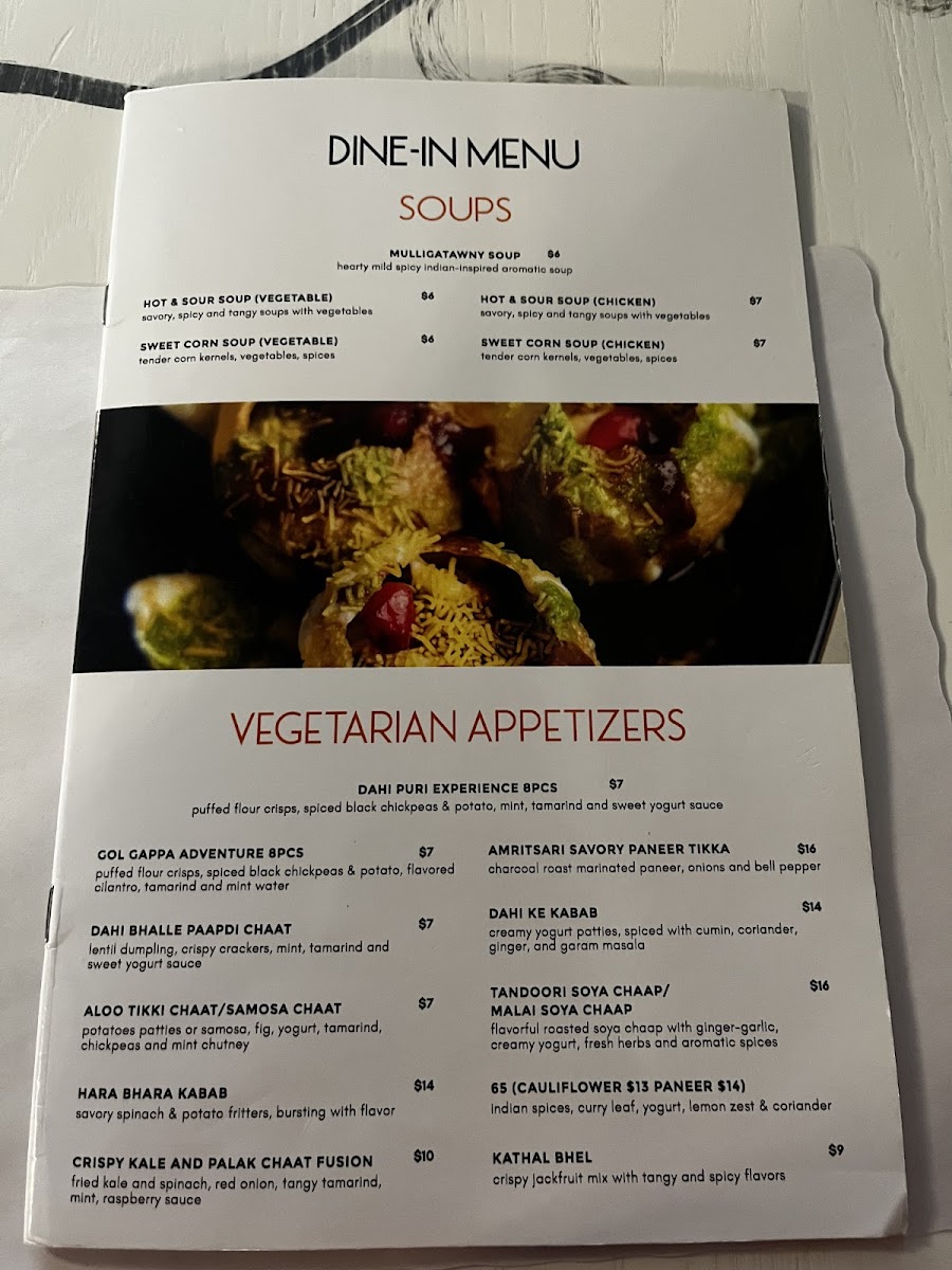 Saffron Indian Cafe menu board