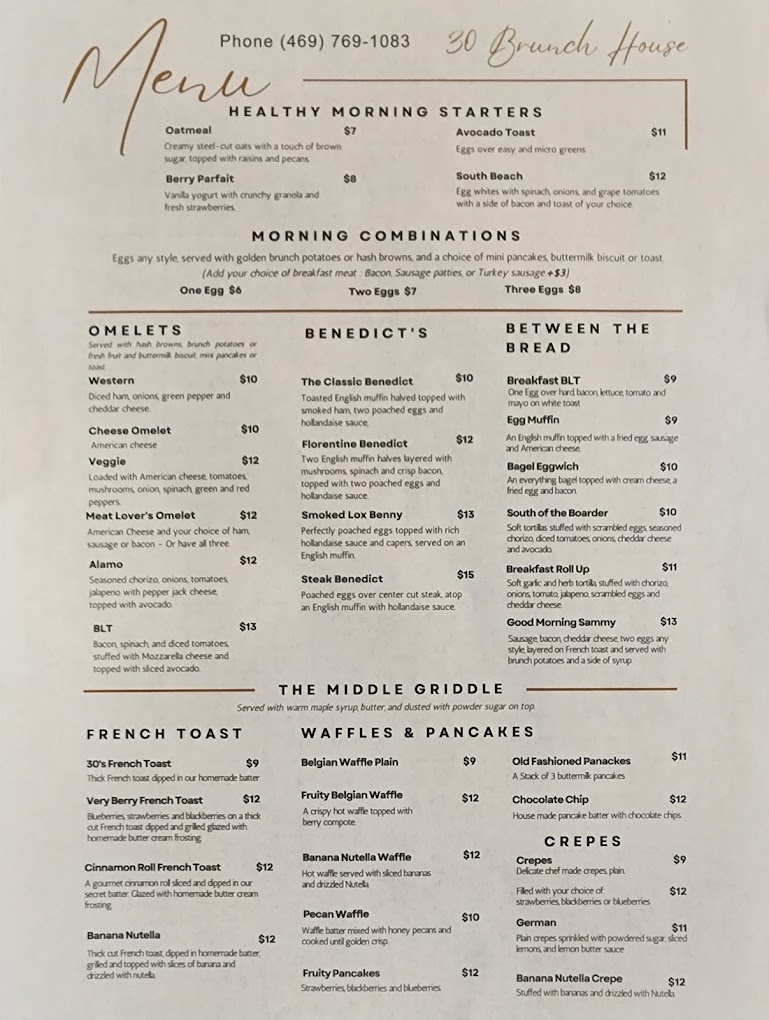 30 Brunch House menu board