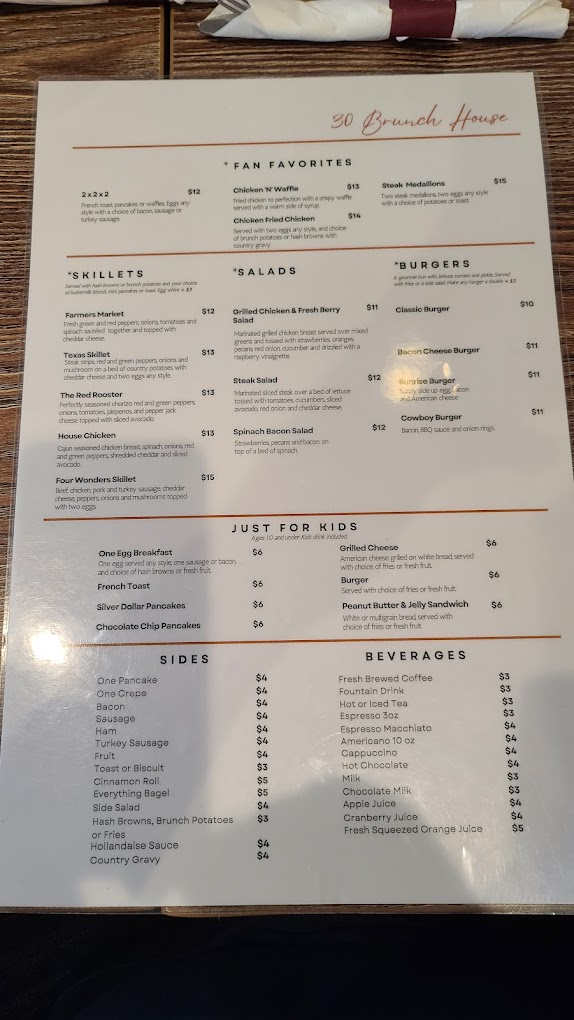 30 Brunch House menu board