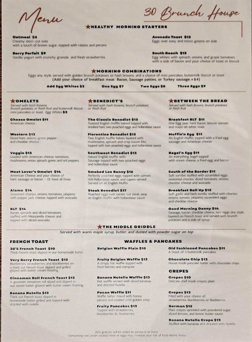 30 Brunch House menu board