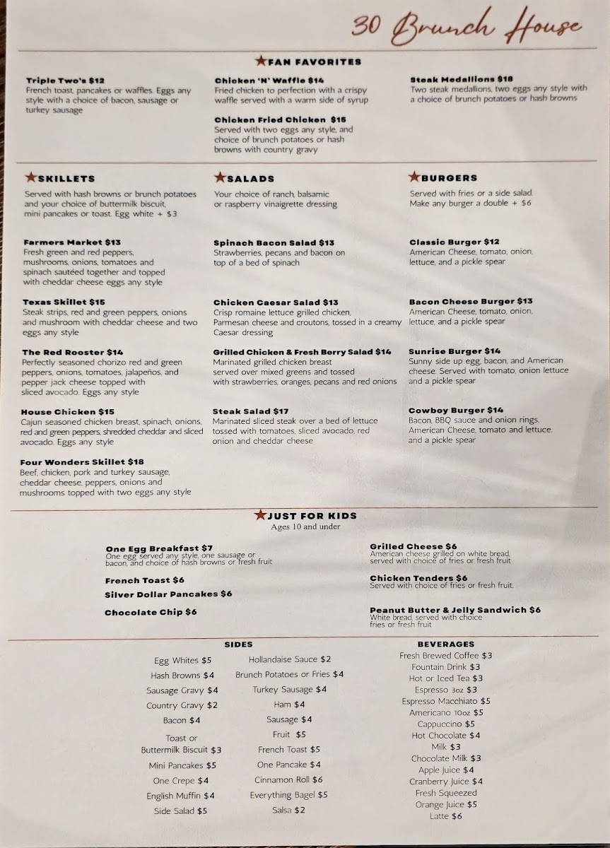 30 Brunch House menu board