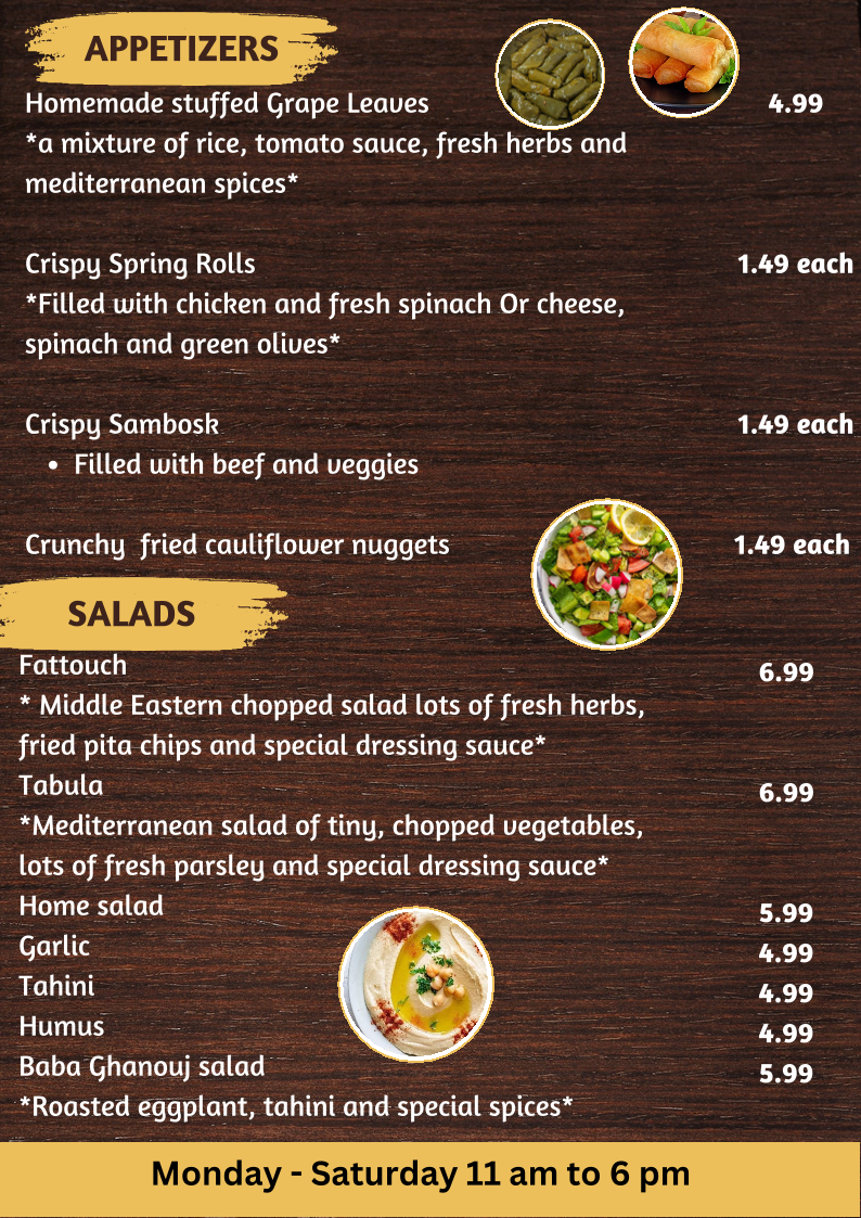 Chef’s Cuisine menu board