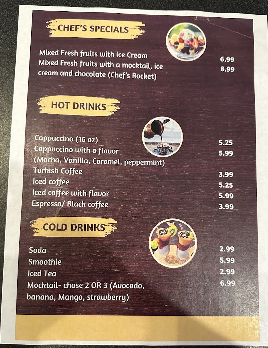 Chef’s Cuisine menu board