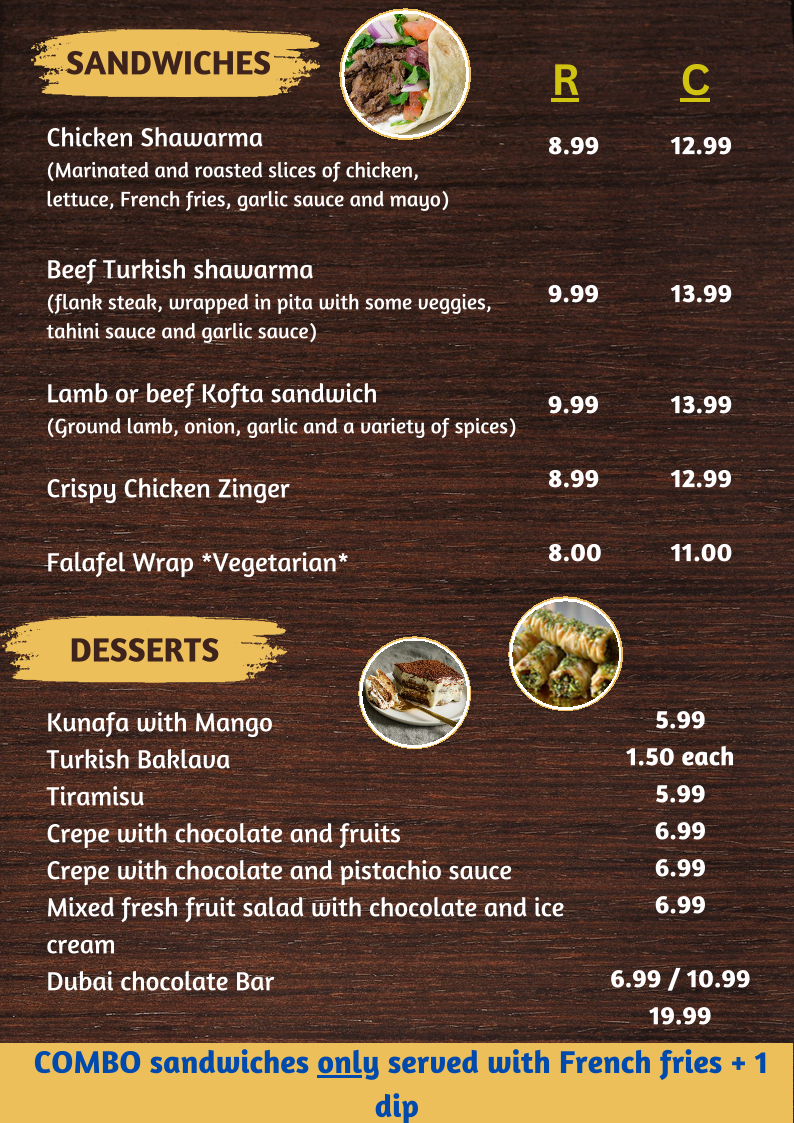 Chef’s Cuisine menu board