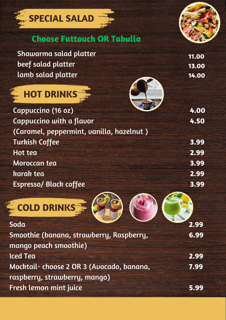 Chef’s Cuisine menu board