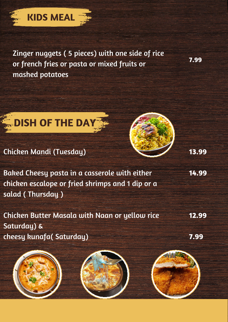 Chef’s Cuisine menu board
