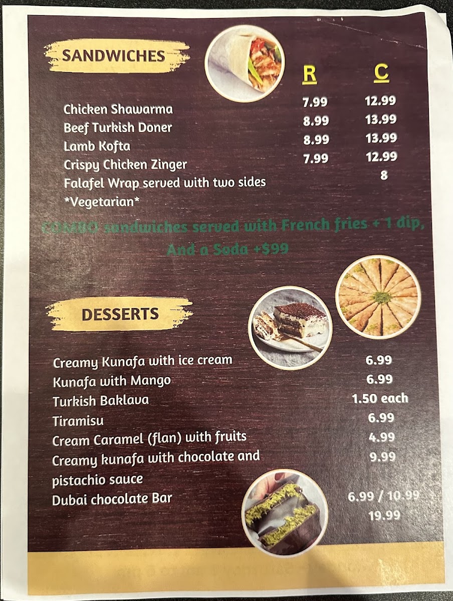 Chef’s Cuisine menu board
