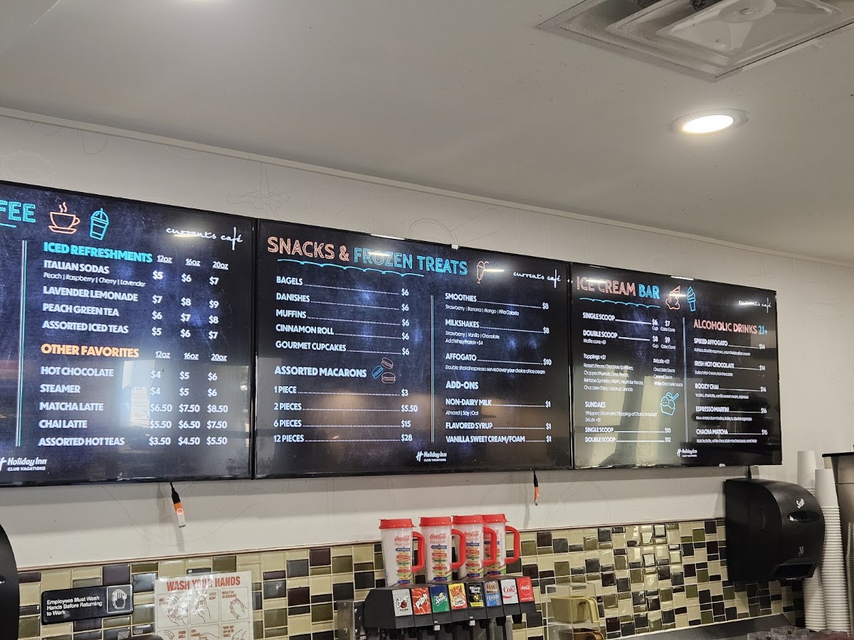 Currents Café menu board