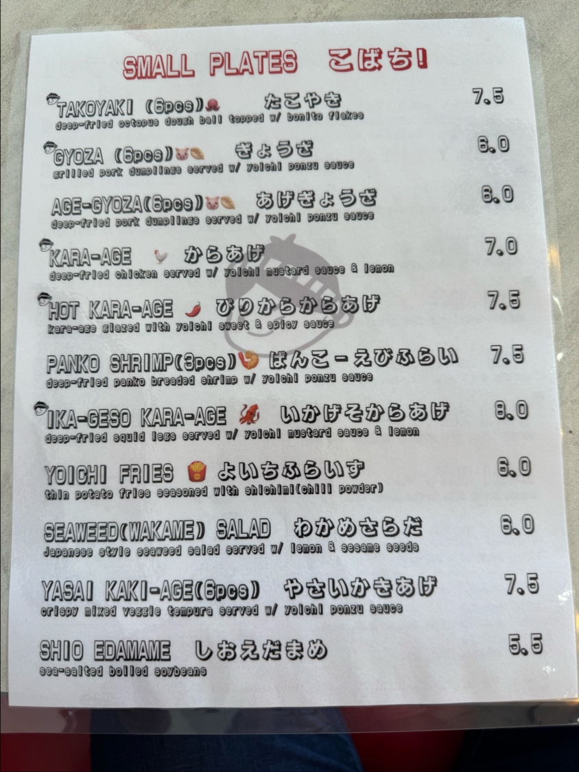 YOICHI RAMEN & DONBURI menu board