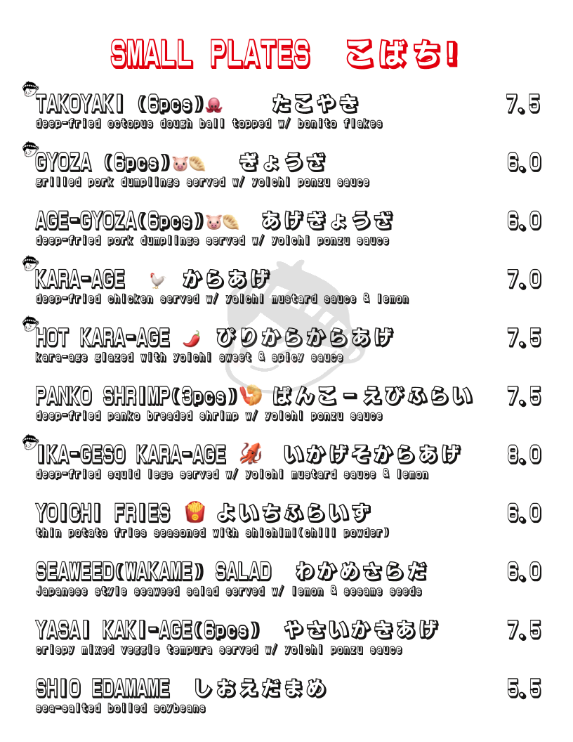 YOICHI RAMEN & DONBURI menu board