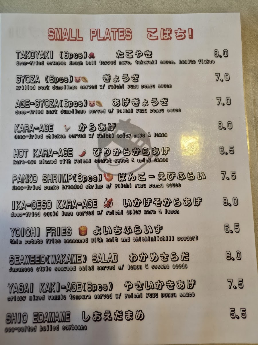 YOICHI RAMEN & DONBURI menu board