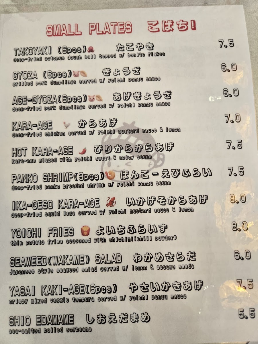 YOICHI RAMEN & DONBURI menu board