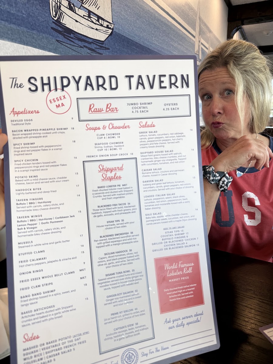 Shipyard Tavern menu board