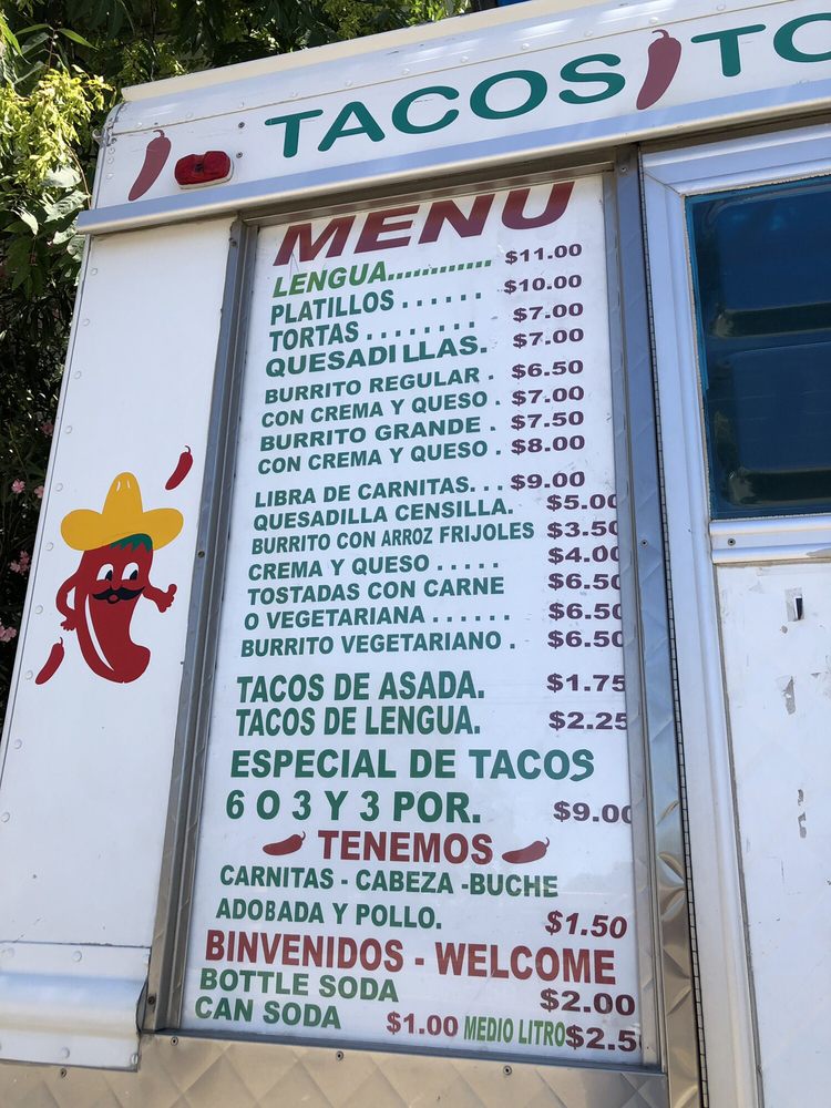 El Verduzco Taco Truck menu board