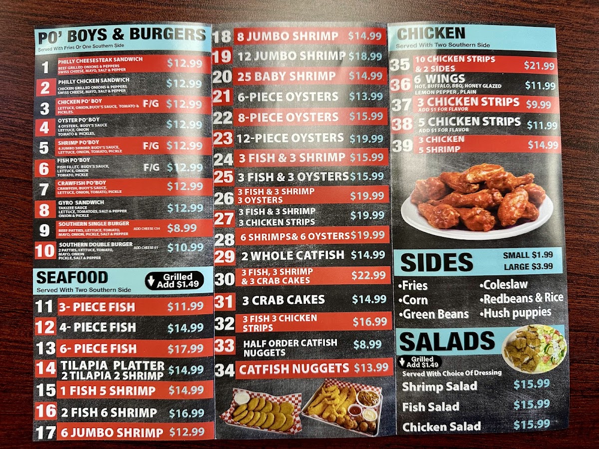 Buoy’s southern kitchen & more menu board