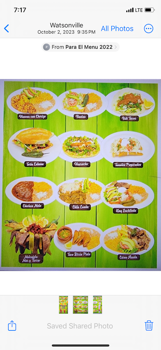 La Patrona Restaurant Y Cafe menu board