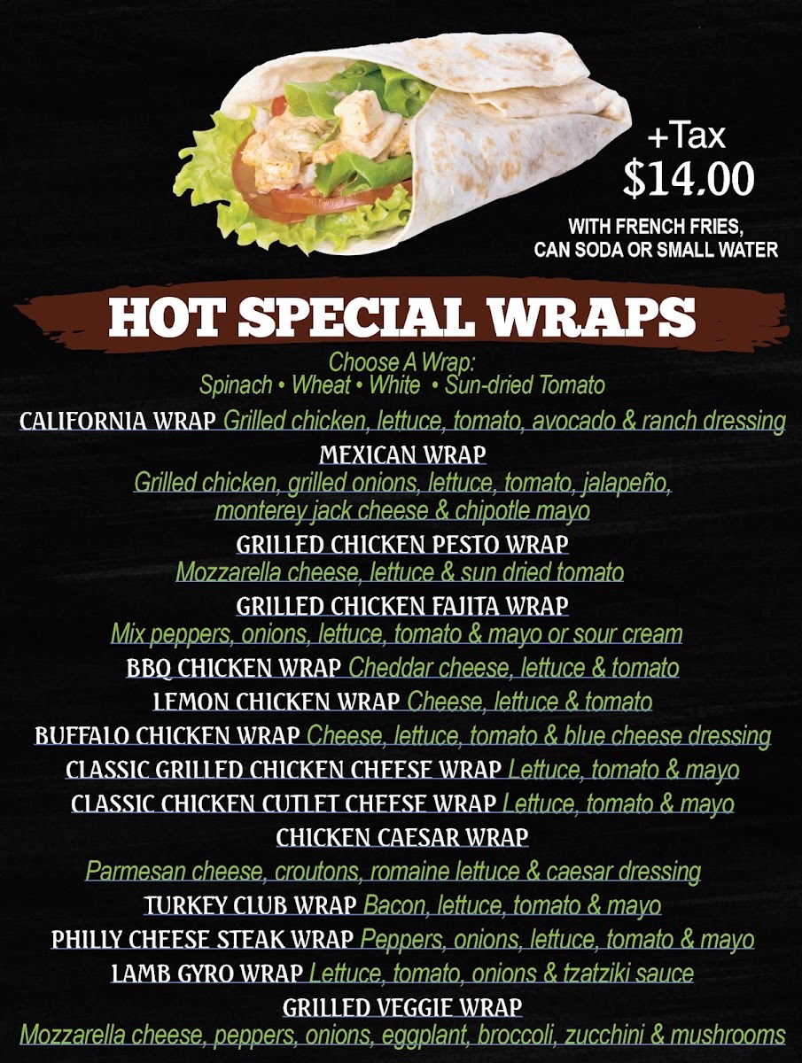 Mosholu Cafe & Deli menu board