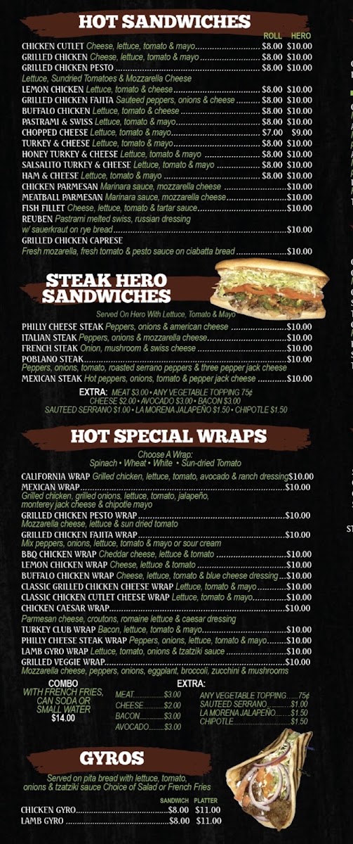 Mosholu Cafe & Deli menu board