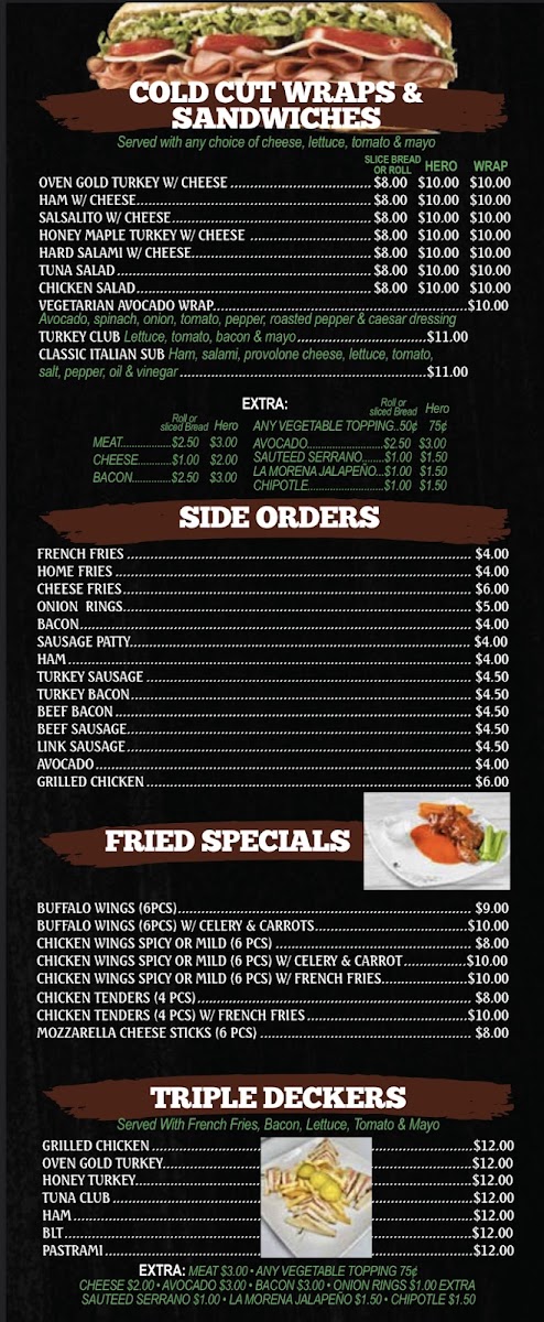 Mosholu Cafe & Deli menu board