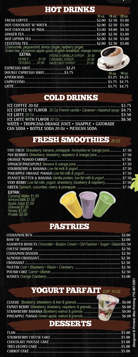 Mosholu Cafe & Deli menu board