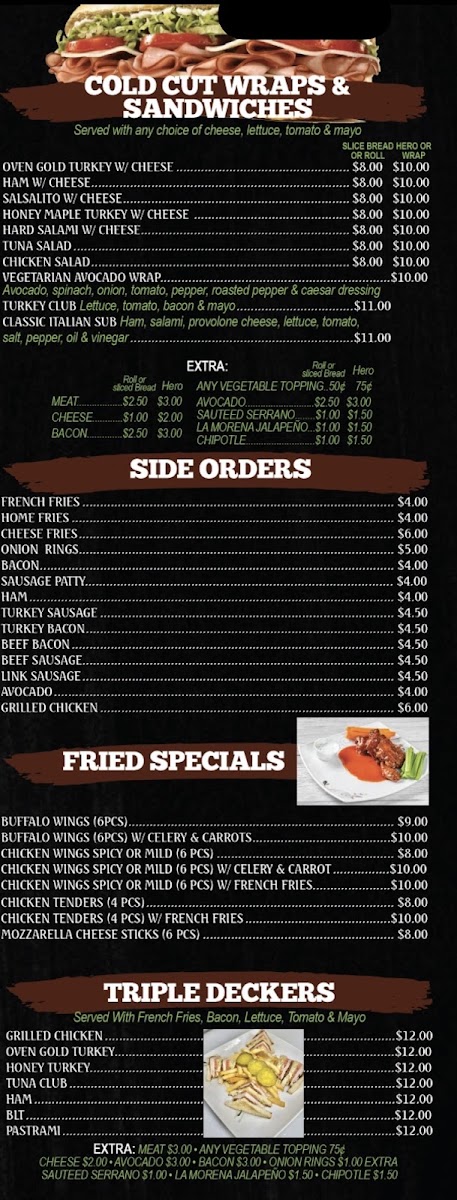 Mosholu Cafe & Deli menu board