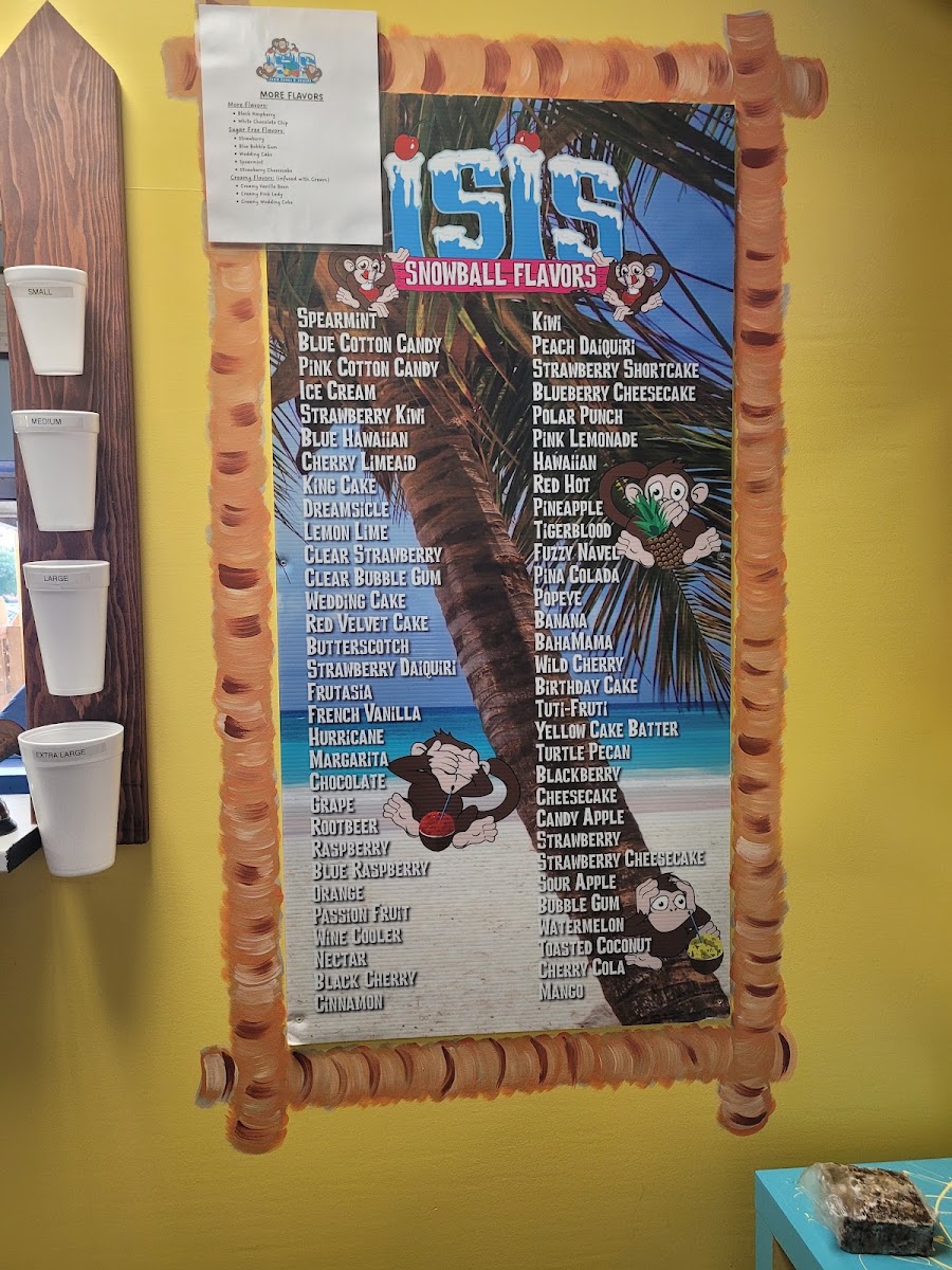 ISIS Snowballs &More menu board
