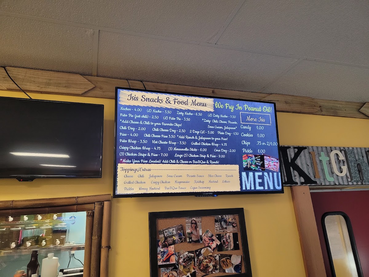 ISIS Snowballs &More menu board