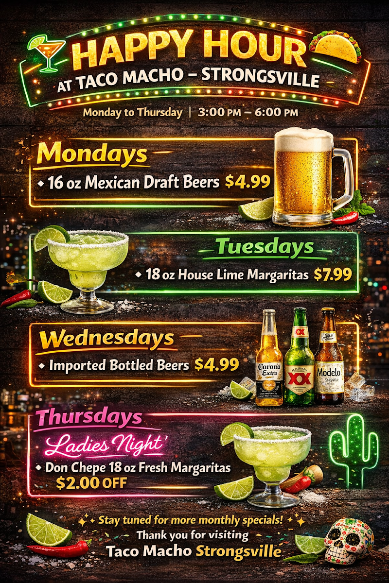 El Taco Macho Strongsville menu board