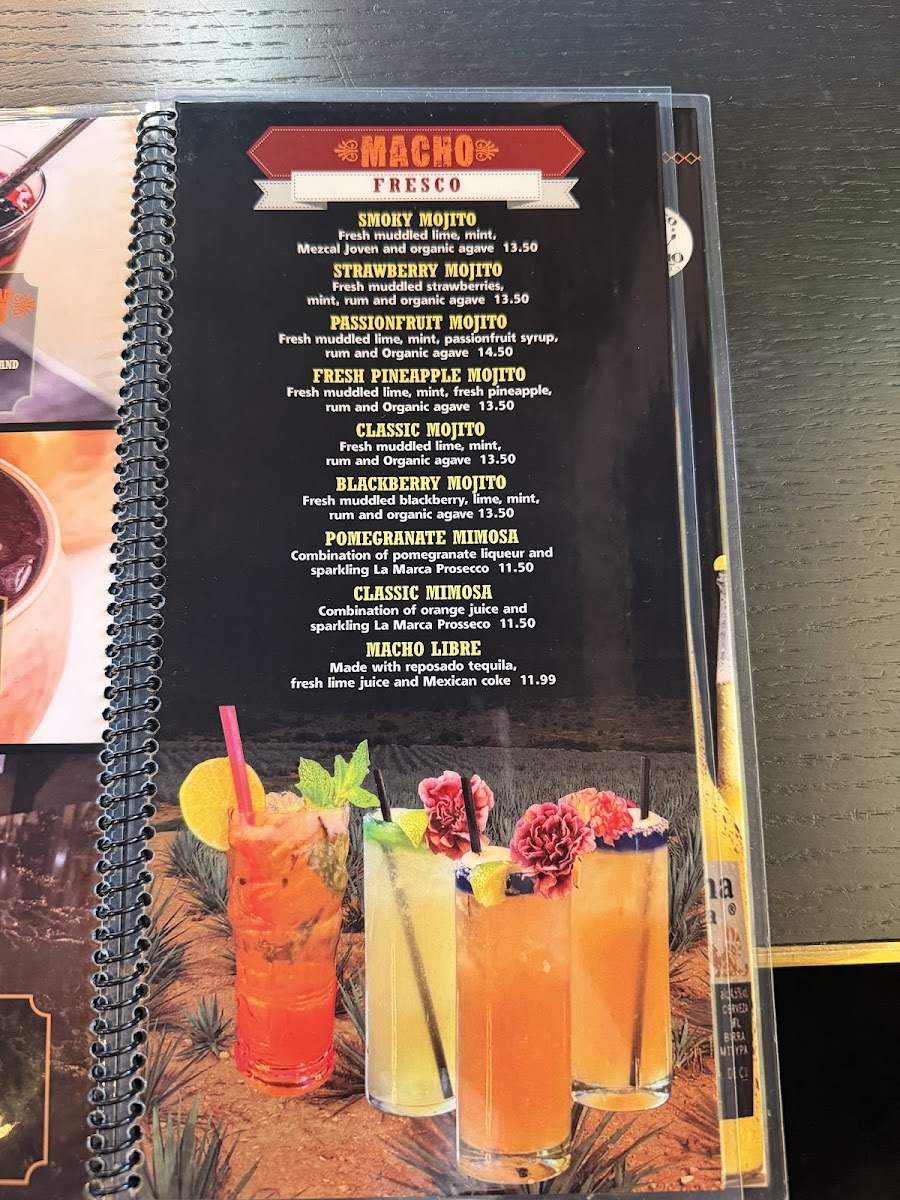 El Taco Macho Strongsville menu board