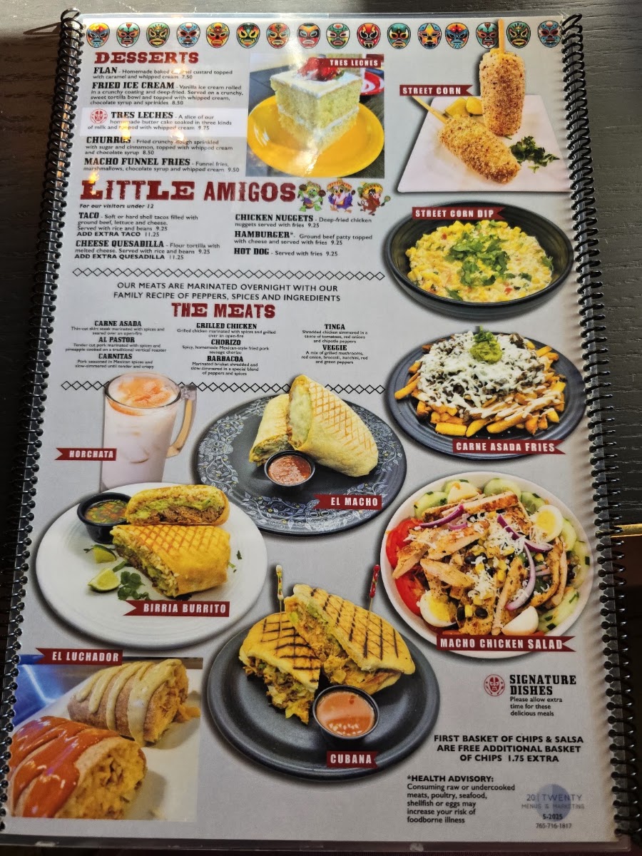 El Taco Macho Strongsville menu board