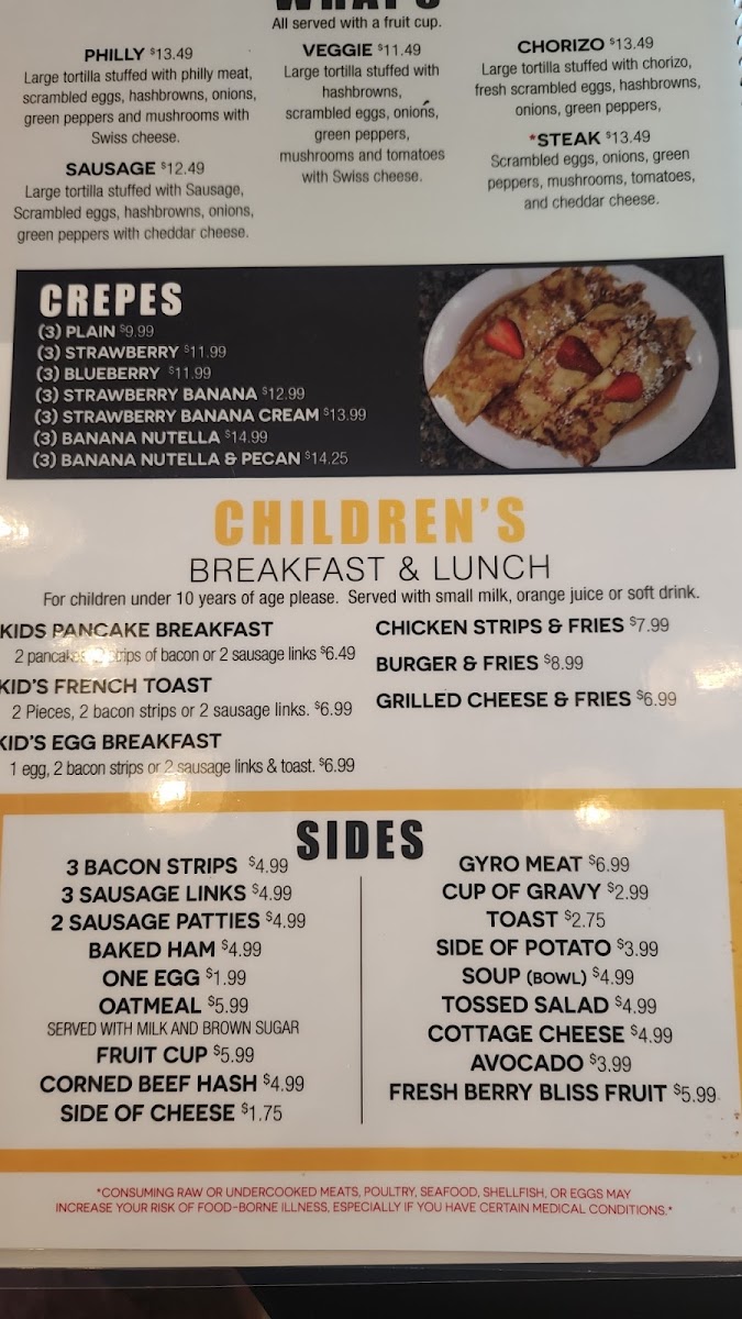 Stacks Pancake House menu board