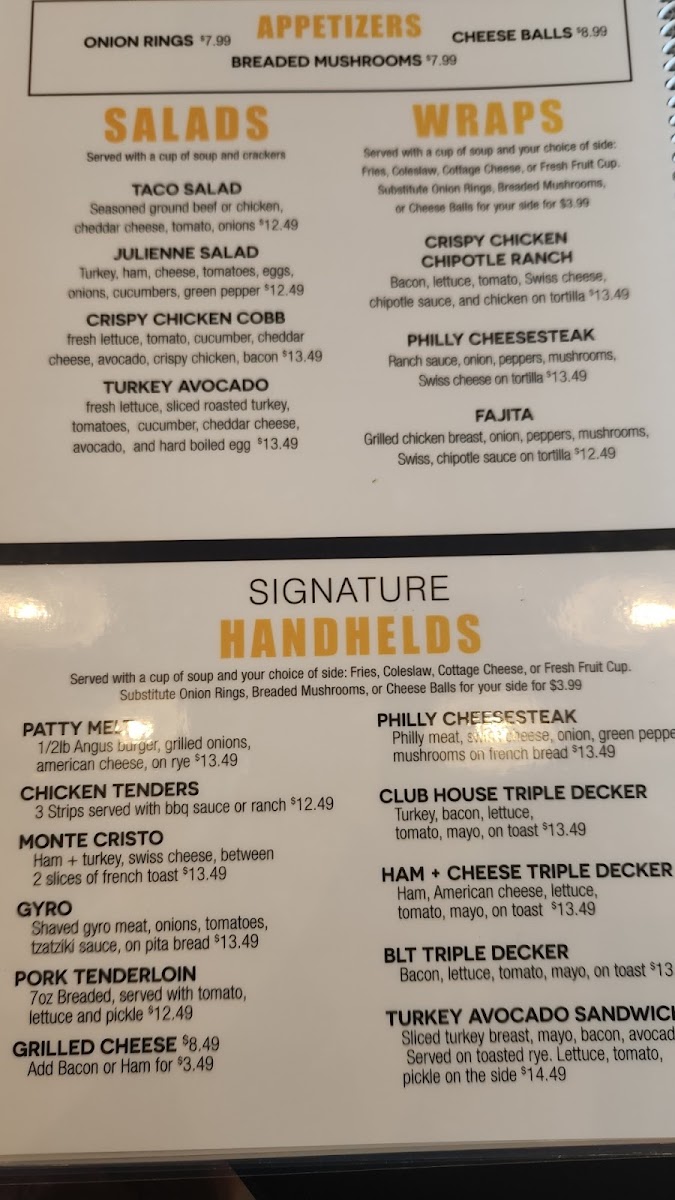 Stacks Pancake House menu board
