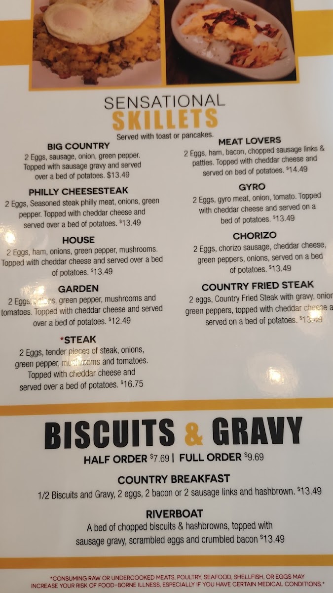 Stacks Pancake House menu board