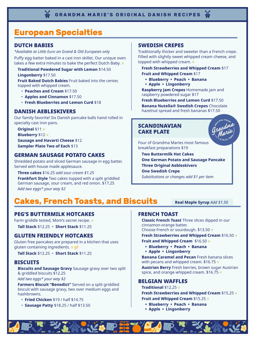 Little Euro menu board
