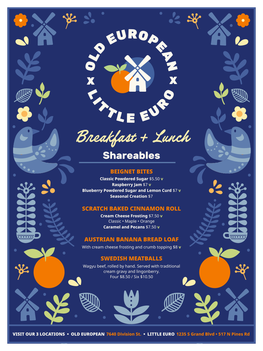 Little Euro menu board