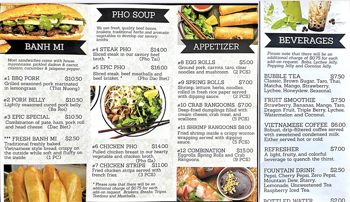 Epic Eatz menu board