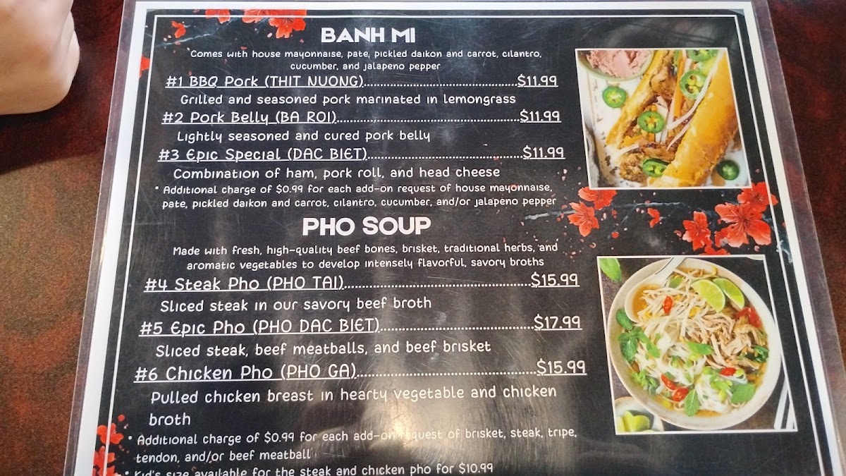 Epic Eatz menu board