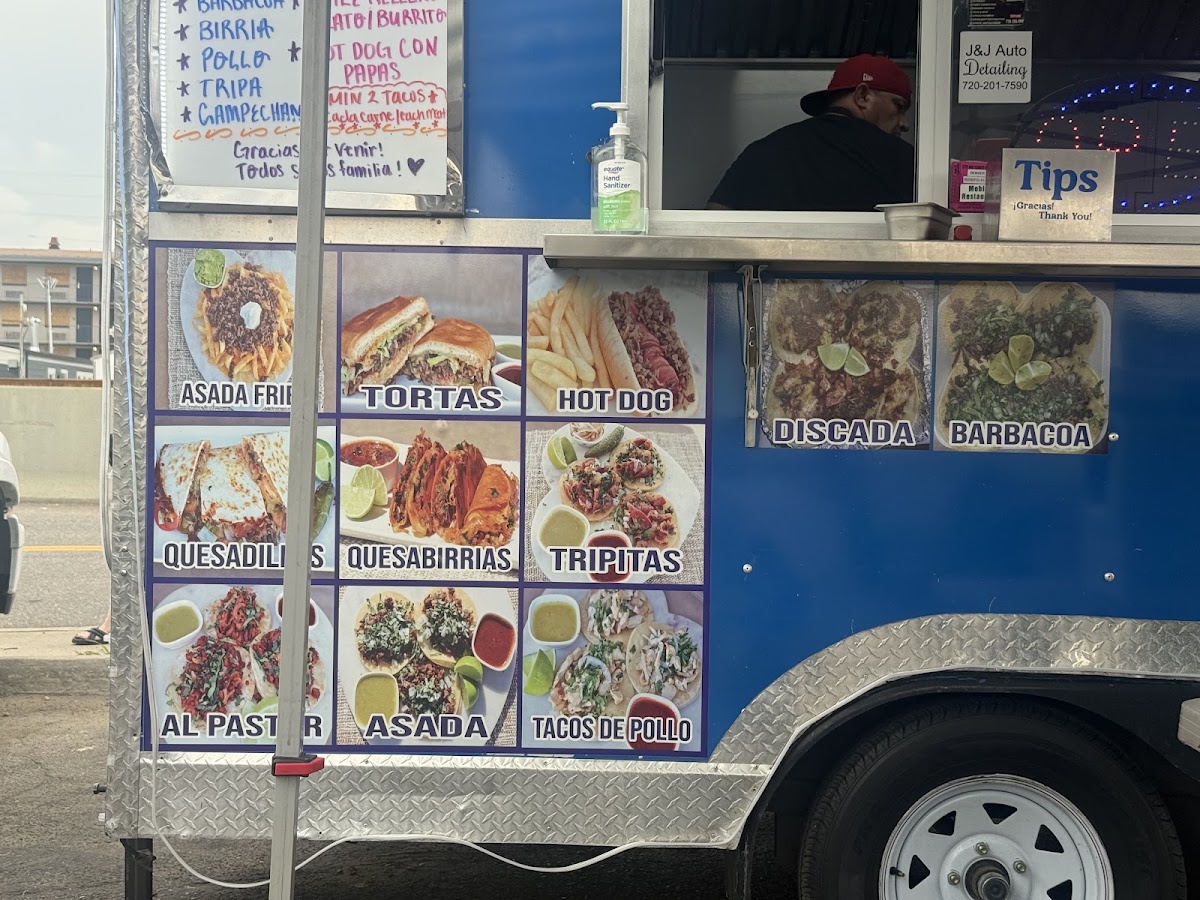 Tacos El Jalisco menu board