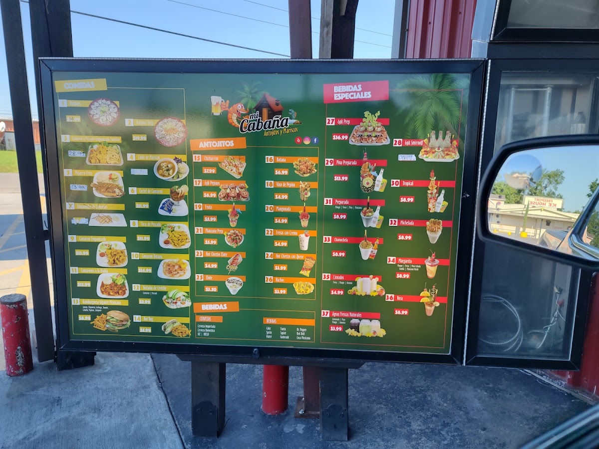 Mi Cabaña menu board