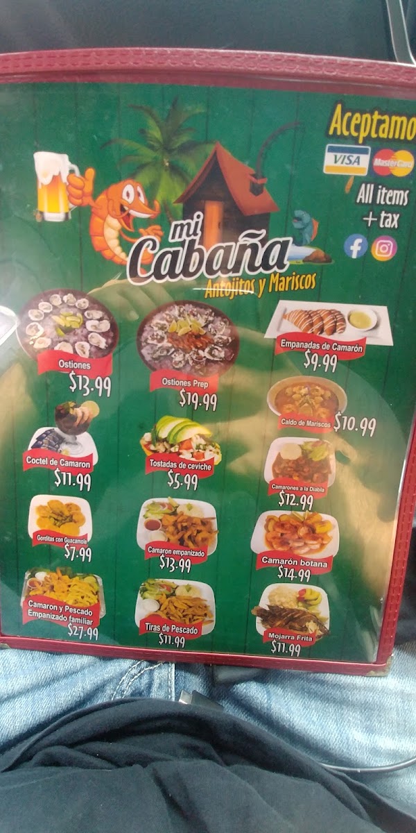 Mi Cabaña menu board