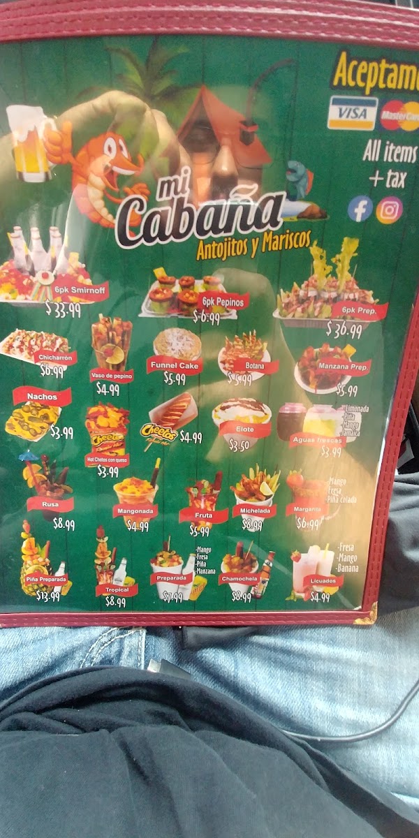 Mi Cabaña menu board