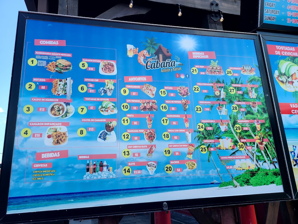 Mi Cabaña menu board