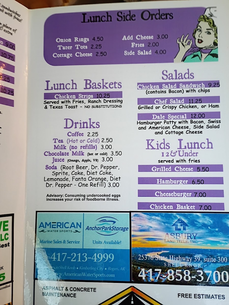 Terry's Cafe menu board